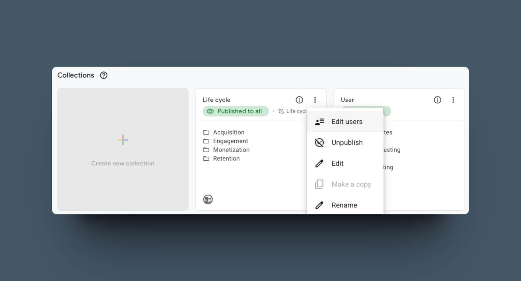 The Image shows how to assign users or groups to report collections